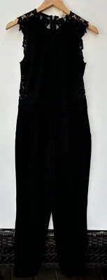 Macacão Rebecca Taylor 2 preto renda sem mangas festa coquetel - Imagem 1 de 4