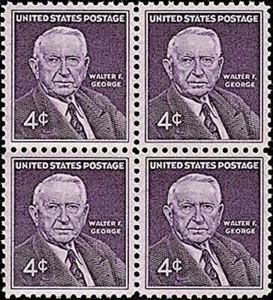 1960 SENATOR WALTER F GEORGE MNH Block of 4 x 4¢ STAMPS: #1170, Georgia Democrat - Picture 1 of 2