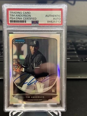 Tim Anderson 2013 Bowman Chrome Draft Refractor Rookie Card PSA/DNA Autograph - Image 1 of 4
