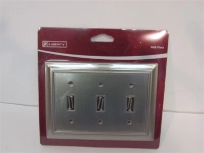 Liberty, W063ZMC-BSN-U, 3 Toggle Wall Plate Cover Brushed Satin Nickel - Image 1 of 2