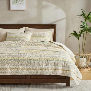 100% Cationic Cotton Natural Design Quilt Setcozy & Breathable Cotton Comforter  - Picture 1 of 9