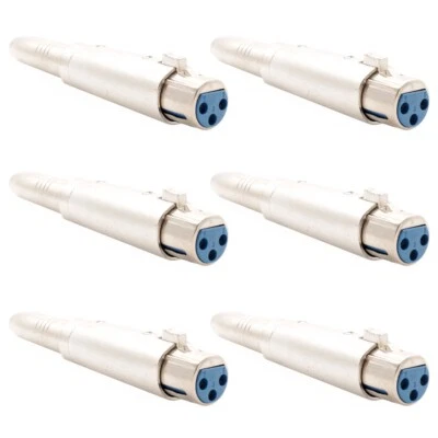 6 Pcs XLR 3-Pin Female to 6.35mm 1/4" Stereo Female Microphone Adapter Connector - Image 1 of 4