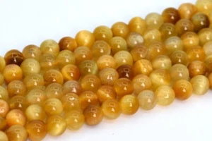 "Cuentas sueltas redondas de piedras preciosas doradas naturales de 4 mm grado AAA de 15" - Imagen 1 de 3