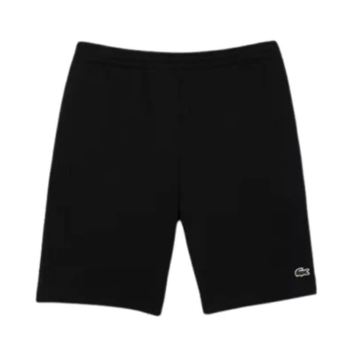 Lacoste 男式 3XB 棉混纺羊毛抽绳 8.5 英寸内缝带标志黑色全新带标签 — 第 1/4 张图片