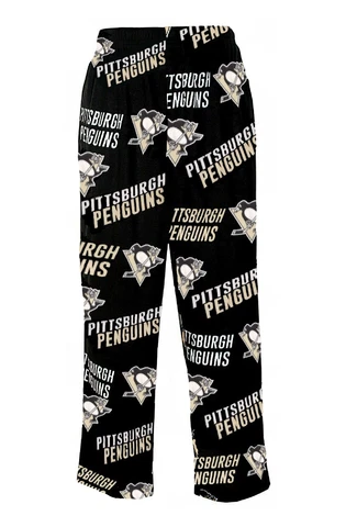 Pittsburgh Penguins Mens Black Poly Microfleece Wildcard Pajama Pants Cover