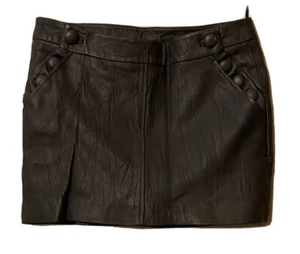 RED by Marc Ecko Ladies Chrome Genuine Leather Lined Juniors Mini Skirt Size 5 - Picture 1 of 12