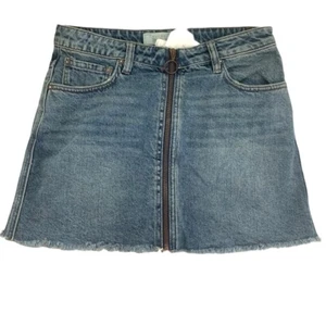 Free People Womens Front Zipper Denim Copper Blue Skirt Size 27 - Picture 1 of 8