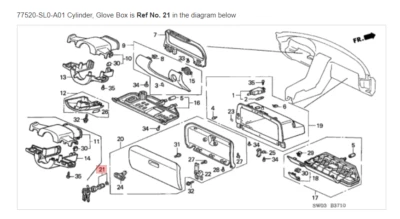 Cilindro NSX HONDA ACURA GENUINO OEM ☆ 77520-SL0-A01 ☆ Foto 1 de 2