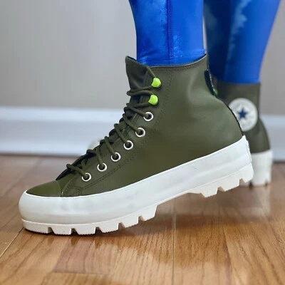 Converse All Star Lugged Leather Hi Women’s Athletic Sneaker Olive Shoe #NEW - Image 1 of 4
