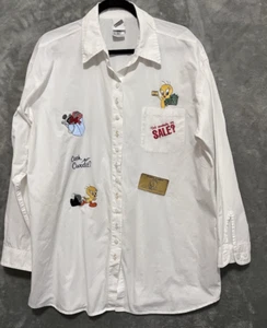 Vintage WARNER BROS STUDIO Hemd Looney Tunes XL Looney Tunes weiß Dress Shirt - Bild 1 von 8