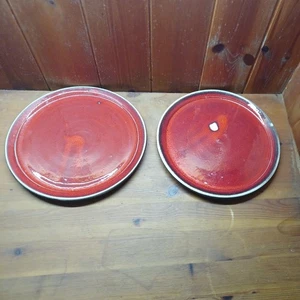 2 x rote Teller Frühstücksteller Kuchenteller Keramik Töpferei Handarbeit - Bild 1 von 4