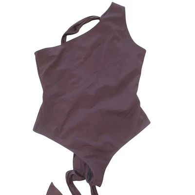 Body Free People Chocolate Fondant Un Hombro Atado Atrás Un Hombro Lg Nuevo con Etiquetas Foto 1 de 4