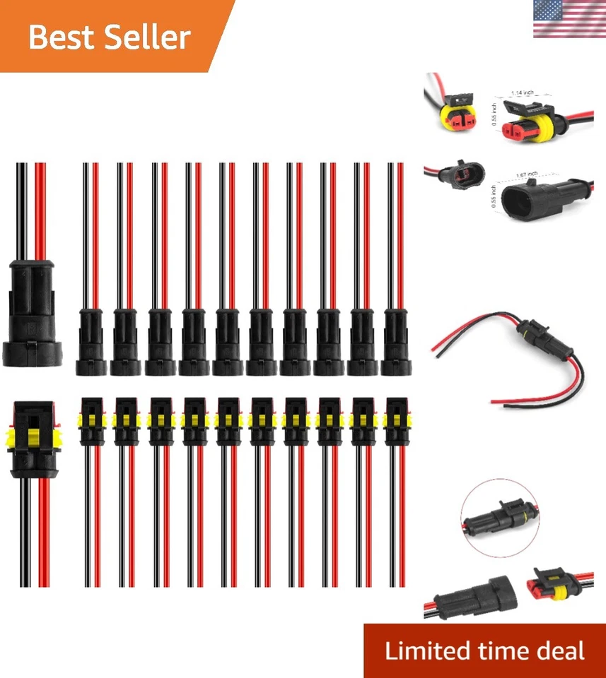 Dannemann 2 Pin Way Car Waterproof Electrical Connector Plug With Wire AWG Marin