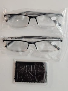 Gafas de lectura negras +4,00 unisex - Paquete de 2 lectores de luz anti-azul sin montura - Imagen 1 de 7