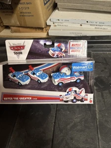 2012 Disney Pixar Toon Cars 3 Pack Mater The Greater with Fans Mia and Tia 1:55 - Picture 1 of 10