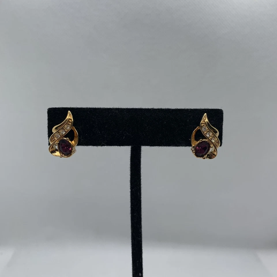 金色水钻和红宝石耳钉 — 第 1/4 张图片