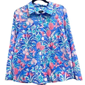 Camisa Talbot Petite para mujer talla XLP floral tropical con botones 100 % algodón - Imagen 1 de 4