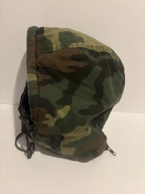 Cold Weather Camouflage Military Detail Hunting Hat Lined Camo Hood - Image 1 of 4