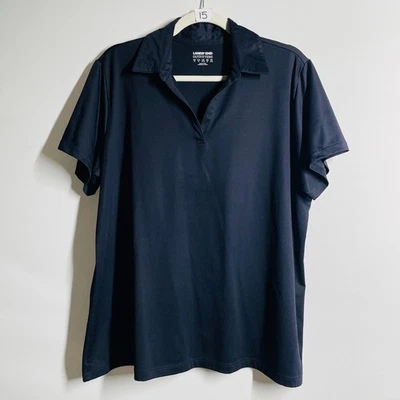 Camisa polo Lands' End para mujer azul marino manga corta cuello extendido talla grande 1X Foto 1 de 4