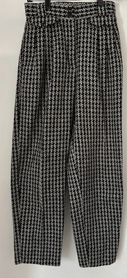 Pantalones para mujer Diane Von Furstenberg 8 blanco y negro a cuadros tiro alto pierna recta Foto 1 de 4