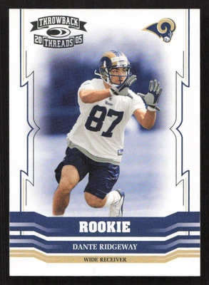 2005 Donruss Throwback Threads Dante Ridgeway #/999 RC Rookie #186 Card - Image 1 of 2