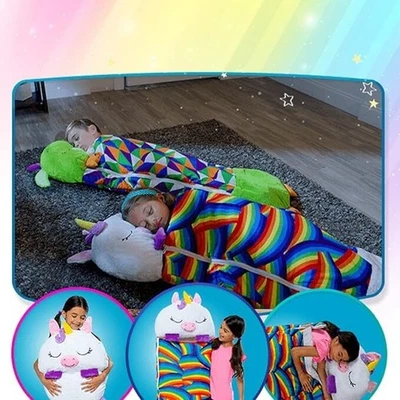UK Sleeping Bag Happy Napping Napper Kid FUNNY Pillow Warm Camping Unicorn Gift
