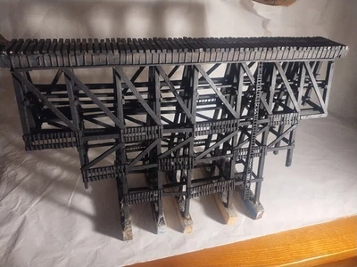 O Gauge handmade 25" Long Wood  trestle Bridge 15" high 12" river base  - Image 1 of 4