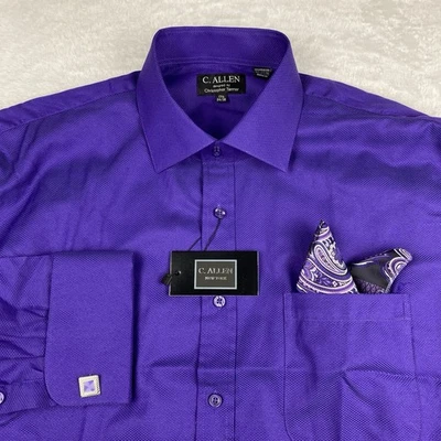 C. ALLEN New York Dress Shirt Mens 17.5-34/35 Grape French Cuffs w/Links NWT! - Image 1 of 4