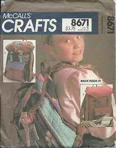 M 8671 sewing pattern Designer BACKPACK sew Back Pack use contrast fabrics UNCUT - Picture 1 of 1