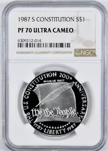 1987 CONSTITUTION Silver Dollar NGC PF70💥FLAWLESS QUALITY💥 - Picture 1 of 4