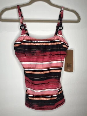 Camiseta tankini Captiva para mujer roja rosa a rayas con aros talla S nueva con etiquetas Foto 1 de 4