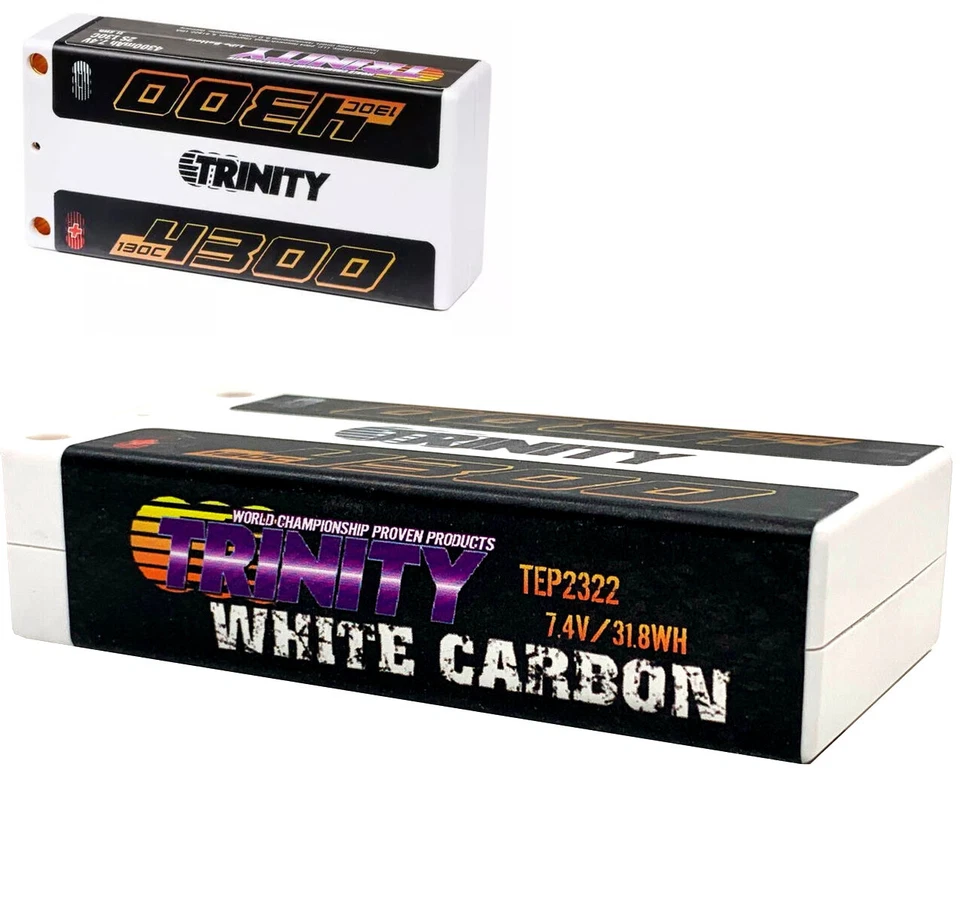 Trinity 7.4V 4300Mah 130c White Carbon Shorty LiPo Battery w/5mm TEP2322 TRi1021 - Image 1 of 1