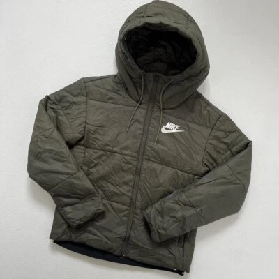 Womens Nike Puffer Jacket XS Khaki Green Hooded Padded Jacket - Image 1 of 4