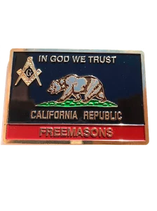Masonic California Republic Freemasons flag Plate car Truck Emblem golden Black - Picture 1 of 1