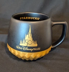 Disney World Park 50th Anniversary Black Gold Coffee Mug Ceramic Cup Starbucks - Picture 1 of 3