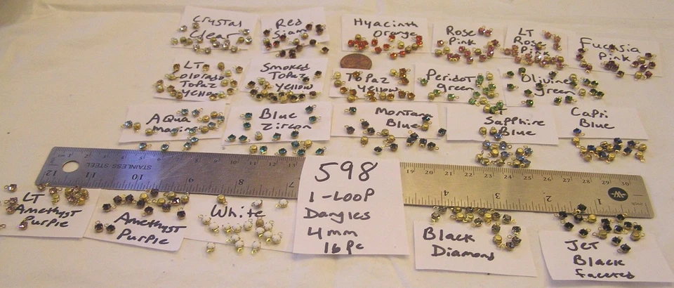 Juego de 16 ajustes de joyería de diamantes de imitación Swarovski colgante de latón de colección de 4 mm 1 bucle 598 Foto 1 de 1