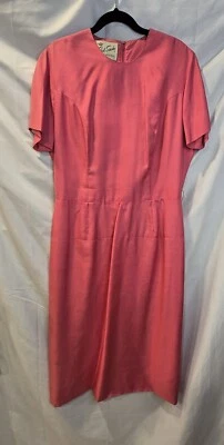 Vestido Original Paul Sachs Vintage Años 40-50 Rosa Talla 18 Cinturón a Juego Foto 1 de 4