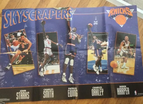 New York Knicks 1994 SKYSCRAPERS POSTER - Ewing, Starks, Oakley, Harper, Smith + Cover