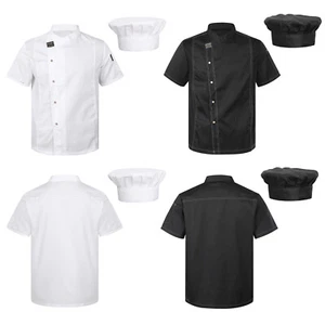 Camicia donna uomo unisex giacca con cappello caffè chef cappotto professionale blusa cuoco - Foto 1 di 36