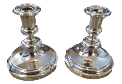 PAR DE CANDELABROS CHRISTOFLE FRANCIA ANTIGUOS GRANDES PLATEADOS ALBI Foto 1 de 4