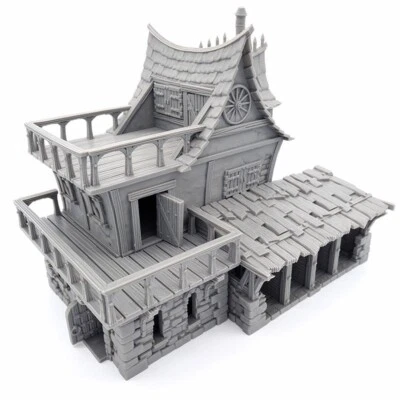 QP3D WARGAMES 3D Printed Tabletop Scenery Stagecoach Rest House Stable for D&D LOTR Fantasy