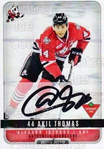 2018-19 Niagara IceDogs Autographed #20 Akil Thomas