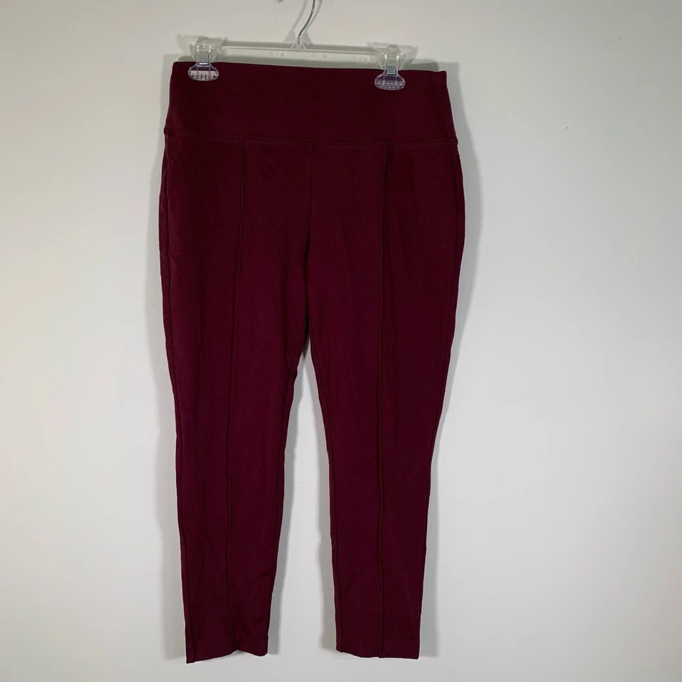 APT 9 Leggings Women’s Large Burgundy Purple Stretchy Cropped Leg W30 R11 I23 - Image 1 of 4