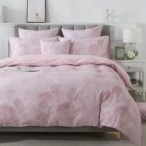 Rosa Vintage Blumen Bettbezug Set King/Cal King Size Premium 100 % gebürstete Baumwolle - Bild 1 von 8