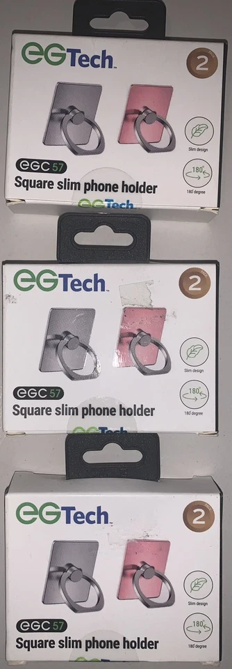 3 Universal Smartphone 360 Rotating SQUARE Color Ring Grip Stand Holder - Image 1 of 1