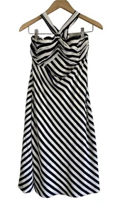 Banana Republic 100% Silk Women’s Size 10 Striped Halter MIDI Dress NWT $150 - Picture 1 of 12