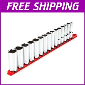 Comprehensive 15-Pc Metric Deep Socket Set | 1/2 Inch Drive, Easy Read Markings - Picture 1 of 9