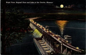 BAGNELL DAM Lake of the Ozarks, Missouri MO night view Postcard - Picture 1 of 2