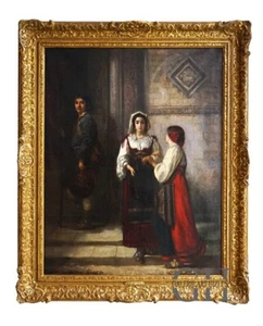 ÖLGEMÄLDE ÖLBILD ITALIENISCHE SCHULE MANNUCCI UM 16-17JH NATIONAL KLEIDER - Bild 1 von 19