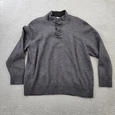 Turnbury Merino Wool Sweater Mens XL Dark Gray Heather Long Sleeve Henley - Image 1 of 4